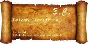 Balogh Cipriána névjegykártya